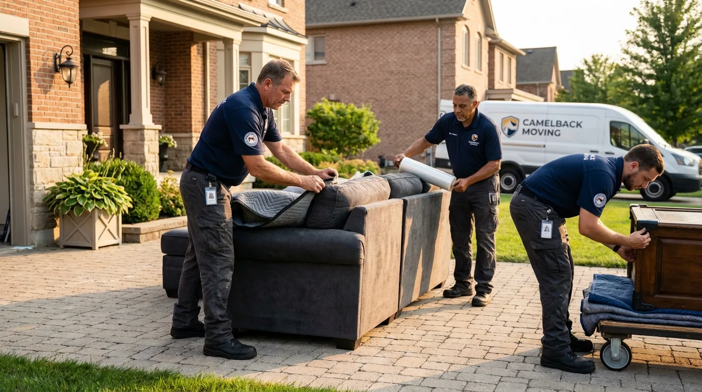 Large estate moving crew wrapping furniture in Fairchild Air Force Base, WA