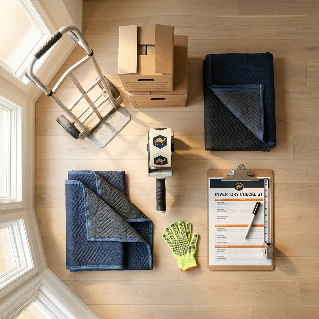 Professional moving supplies and packing materials layout for Fairchild Air Force Base residential relocations